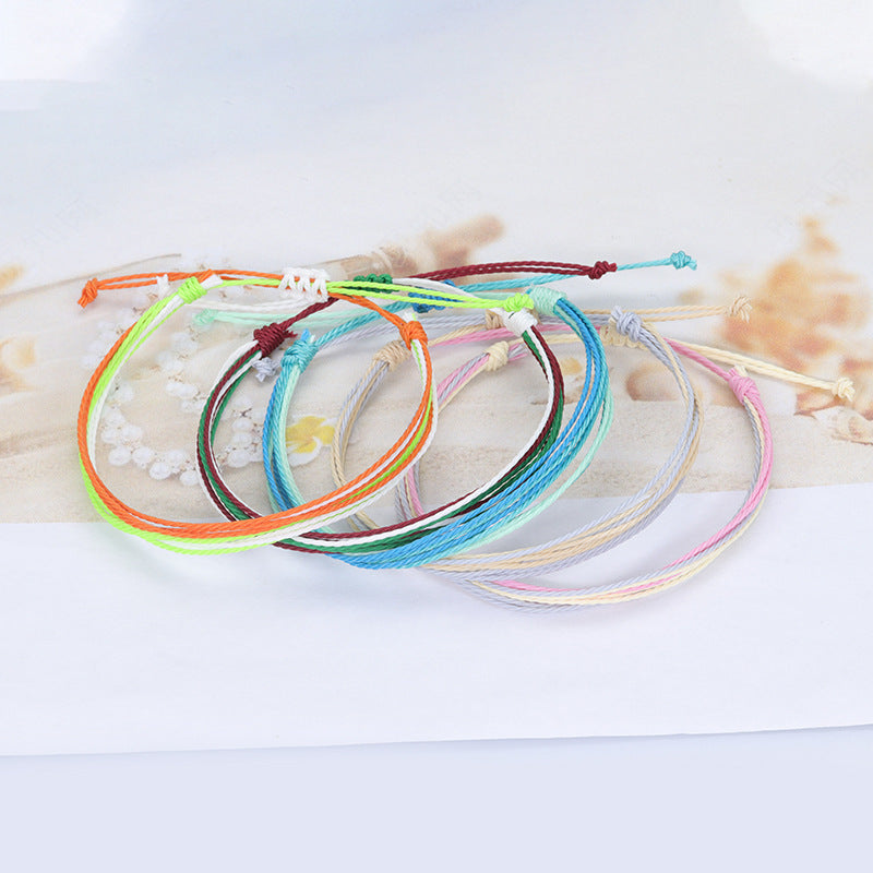 Bohemian Sweet Handmade Braided Wax Cord Bracelet U Shape Unisex Lucky Charm