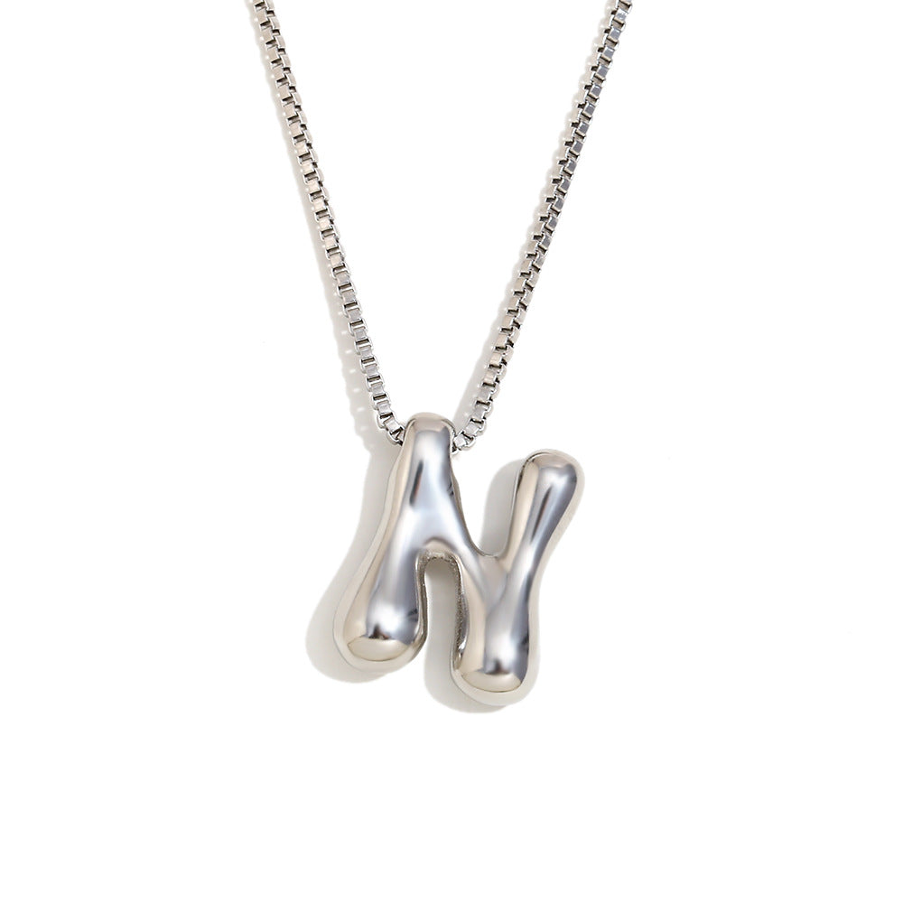 Minimalist Fashion Letter Necklace for Women Stainless Steel Pendant with 18K Gold Plating