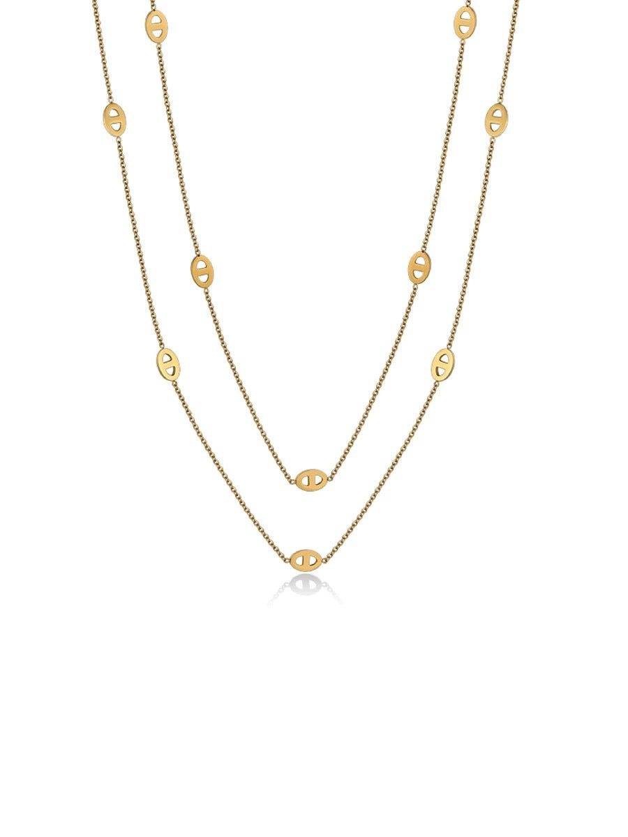 Minimalist Luxury Double Layer Pig Nose Titanium Steel Necklace for Women Long Sweater Chain