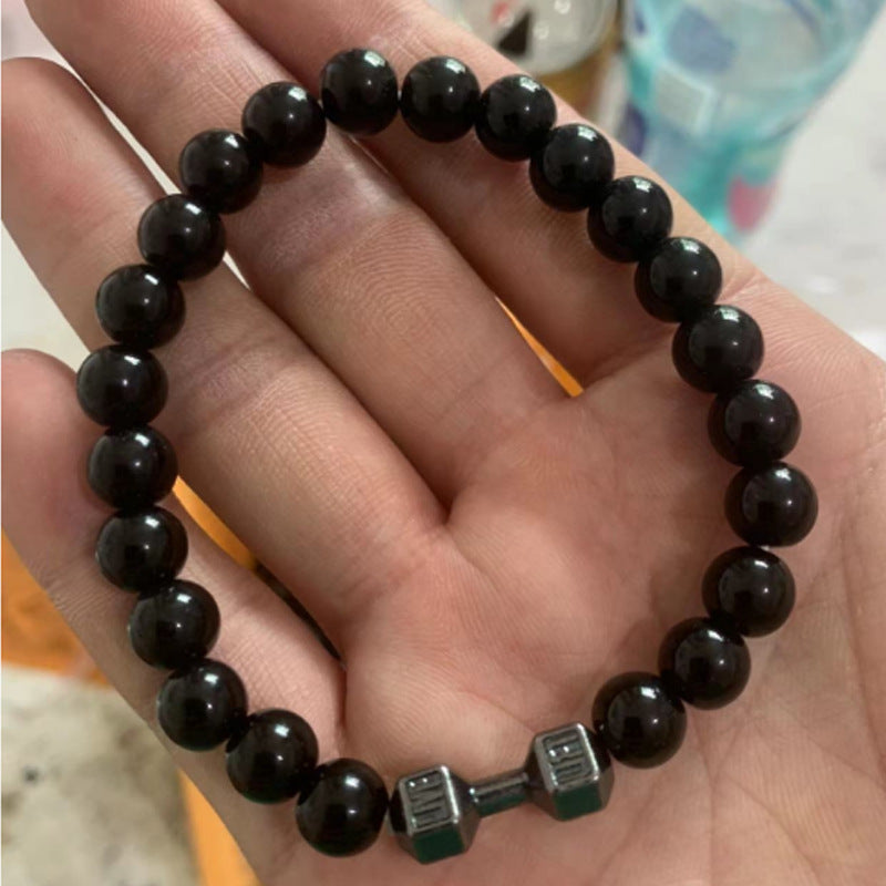 Matte Geometric Alloy Bracelet Unisex Volcanic Stone Energy Beads
