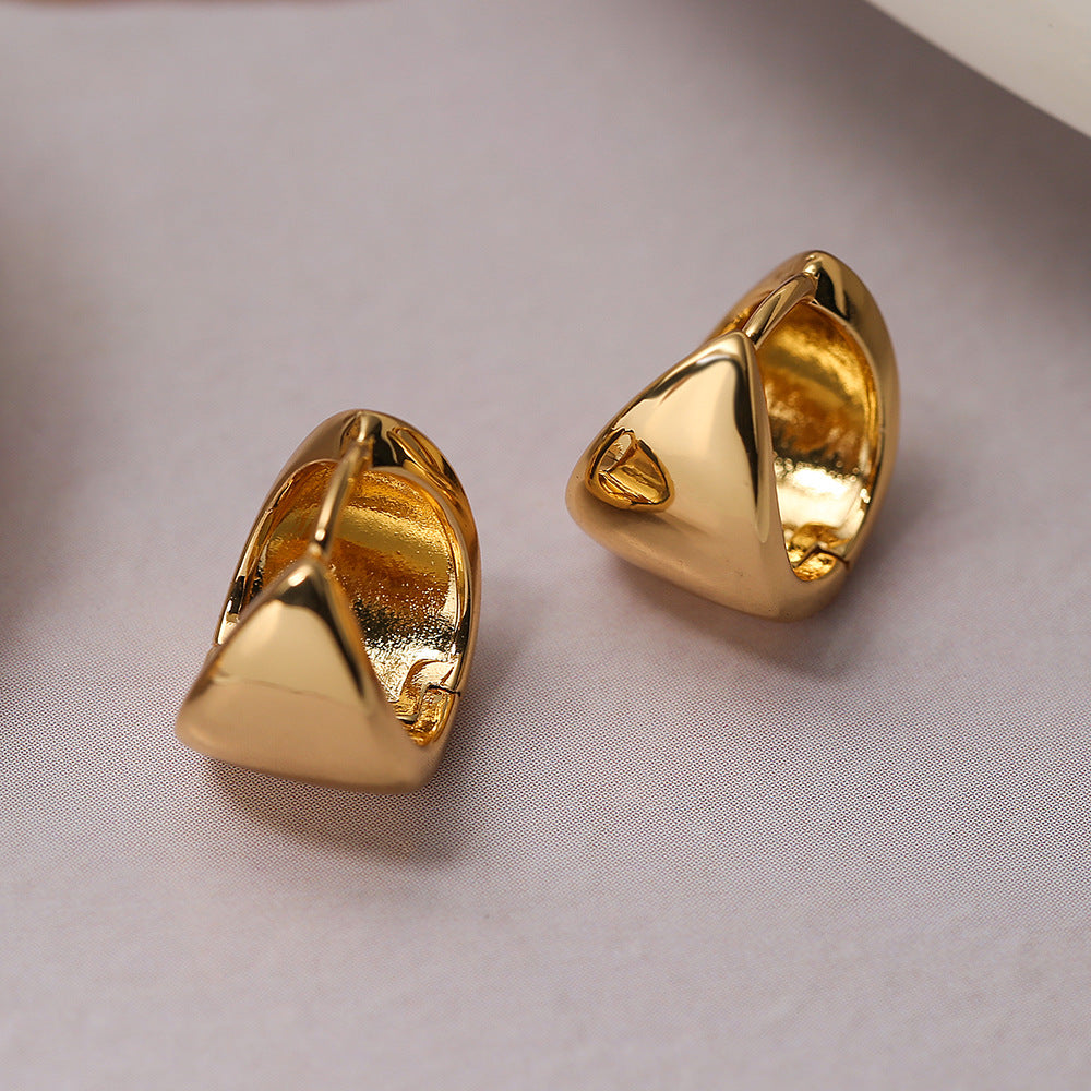Orecchini a Cerchio Geometrici Minimalisti in Rame Placcato Oro da Donna