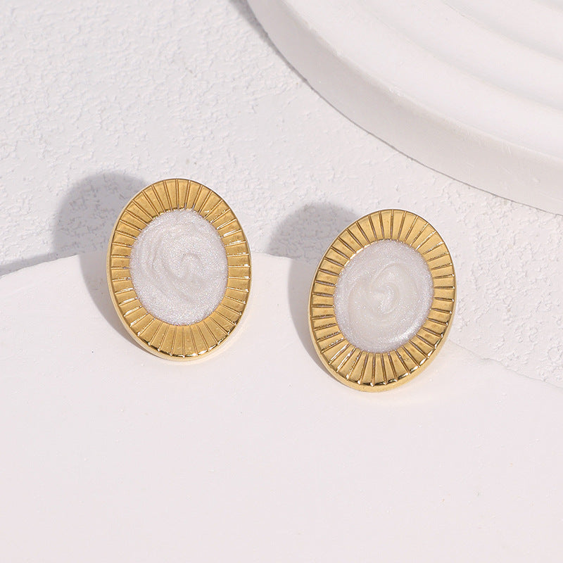 Vintage Lightweight 18K Gold Plated Geometric Stainless Steel Drop Oil Earrings for Women