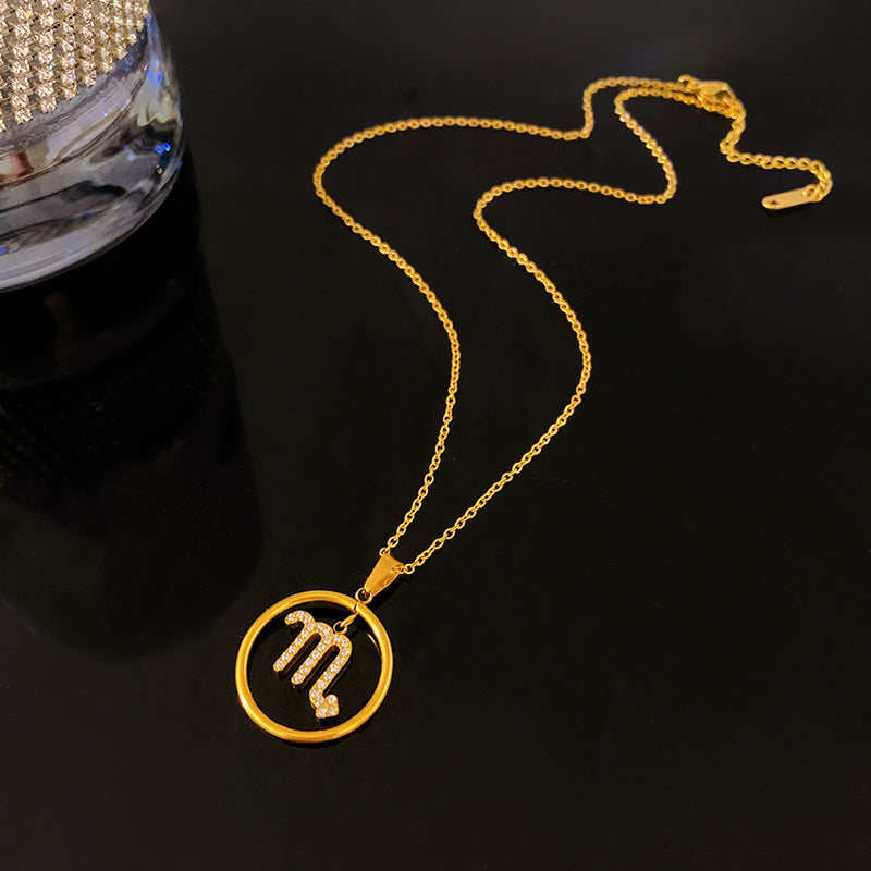 Sporty Sweet Gold Plated Titanium Steel Necklace with Brass Pendant for Unisex