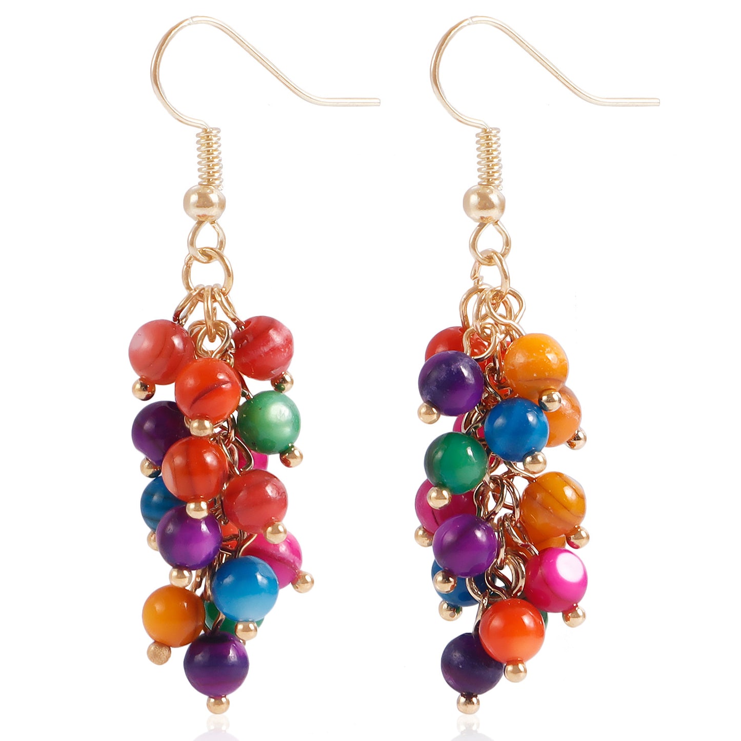 Creative Mixed-Color Grape Cluster Earrings with Electroplated Finish in Mixed Materials for Unisex Wear