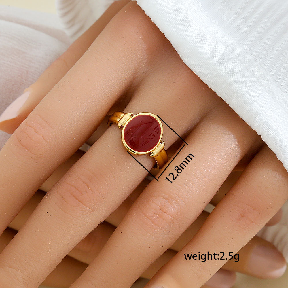 Minimalist Geometric Stainless Steel Gold-Plated Adjustable Open Ring for Women