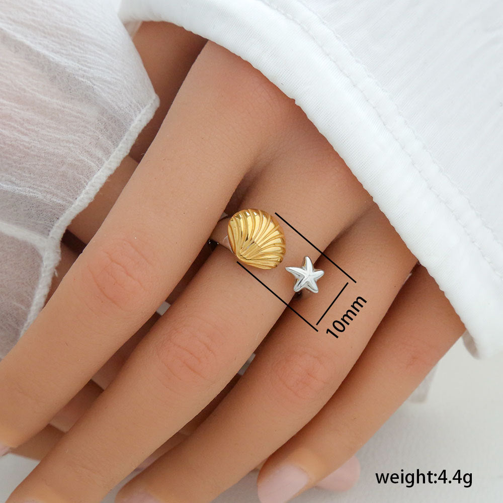 Anillo Ajustable Minimalista Geométrico de Acero Inoxidable con Baño de Oro para Mujer y Hombre