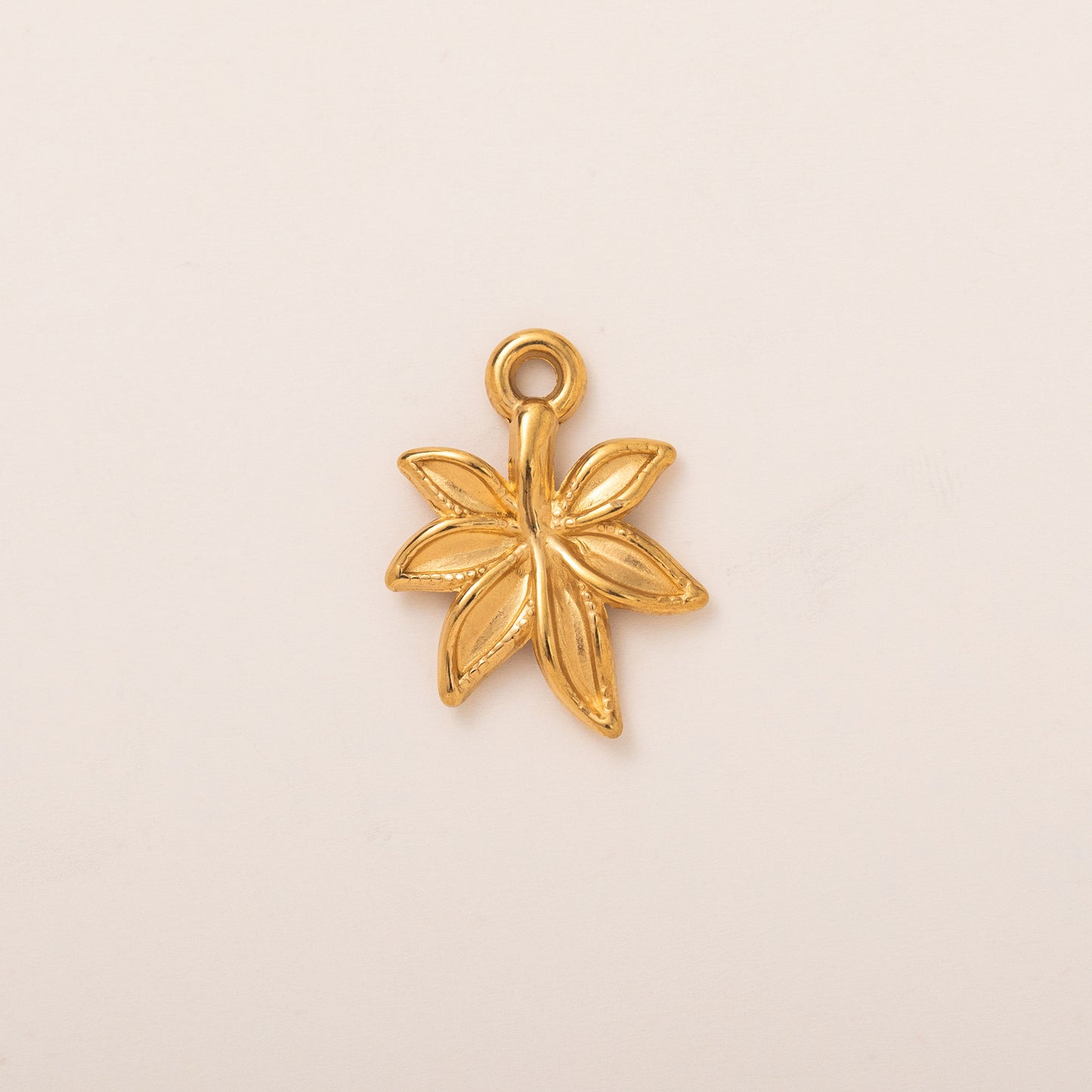 Vintage 18K Gold Plated Stainless Steel Plant Pendant Charm Bar with Adjustable Chain