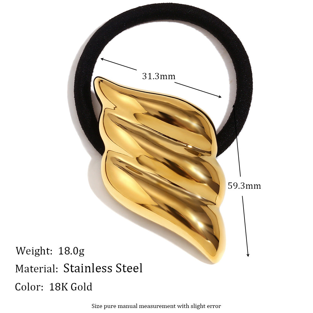 Minimalist Wing-Shaped Stainless Steel Hair Tie with 18K Gold Plating for Women