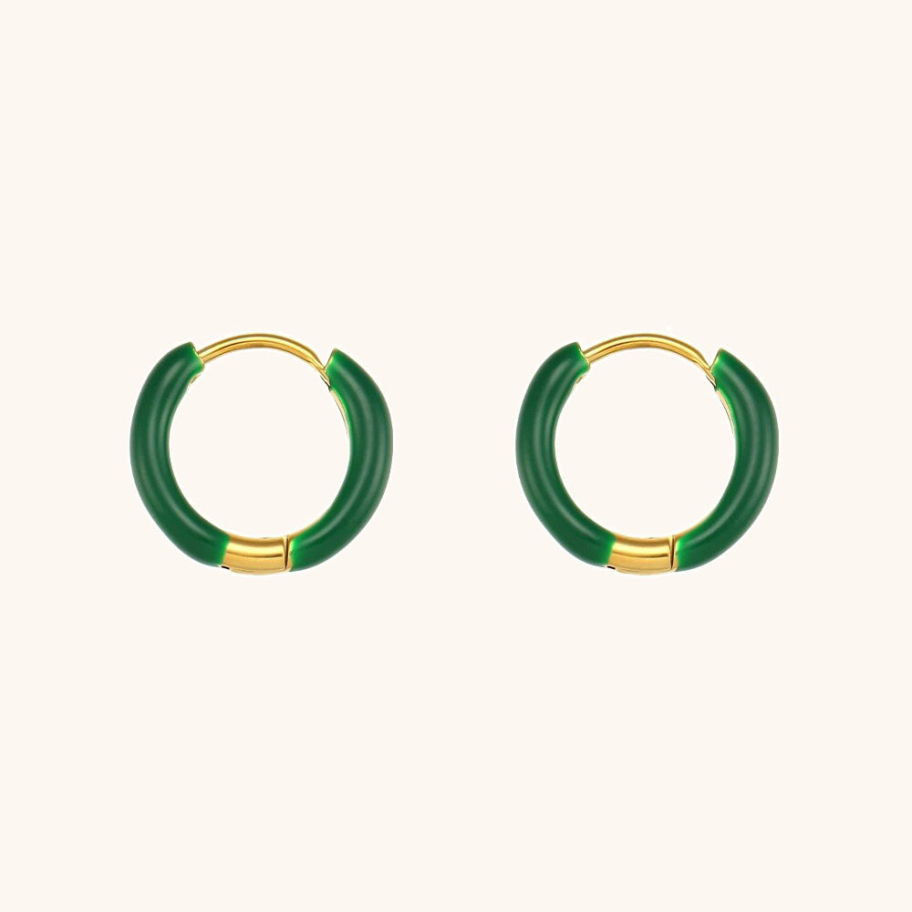 Fashion Geometric Donut Hoop Earrings Stainless Steel 18K Gold Plated Water Wave Enamel for Women