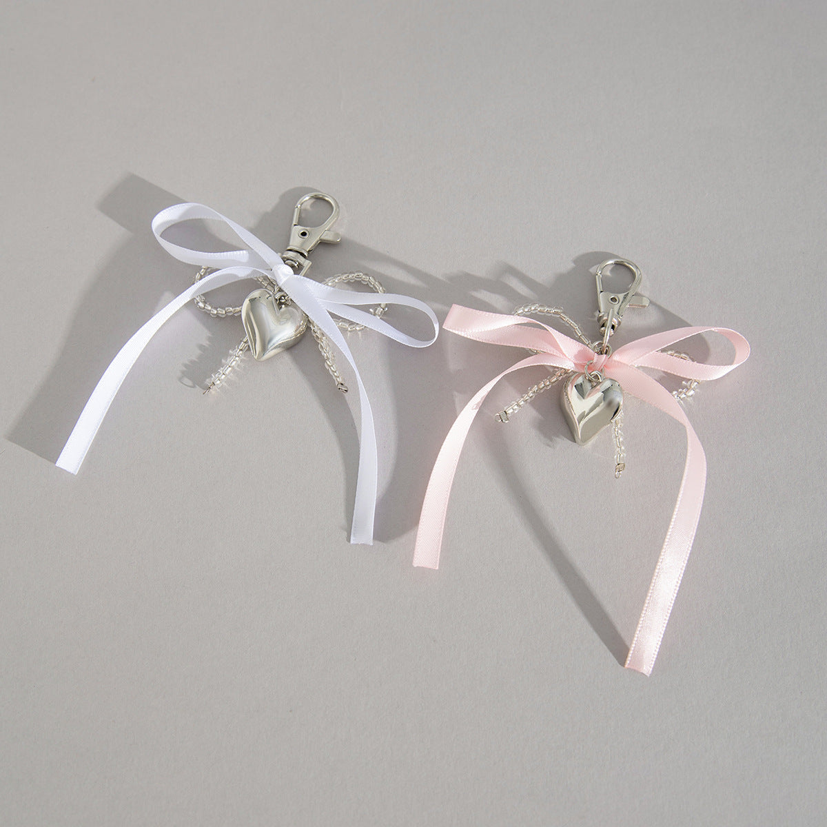 Sweet Plated Alloy Heart Teardrop Pendant Keychain with Bowknot Charm