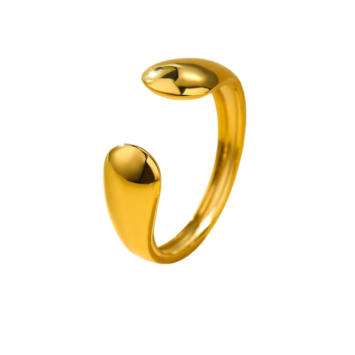 Anillo abierto minimalista geométrico irregular de acero inoxidable chapado en oro de 18 quilates para mujer