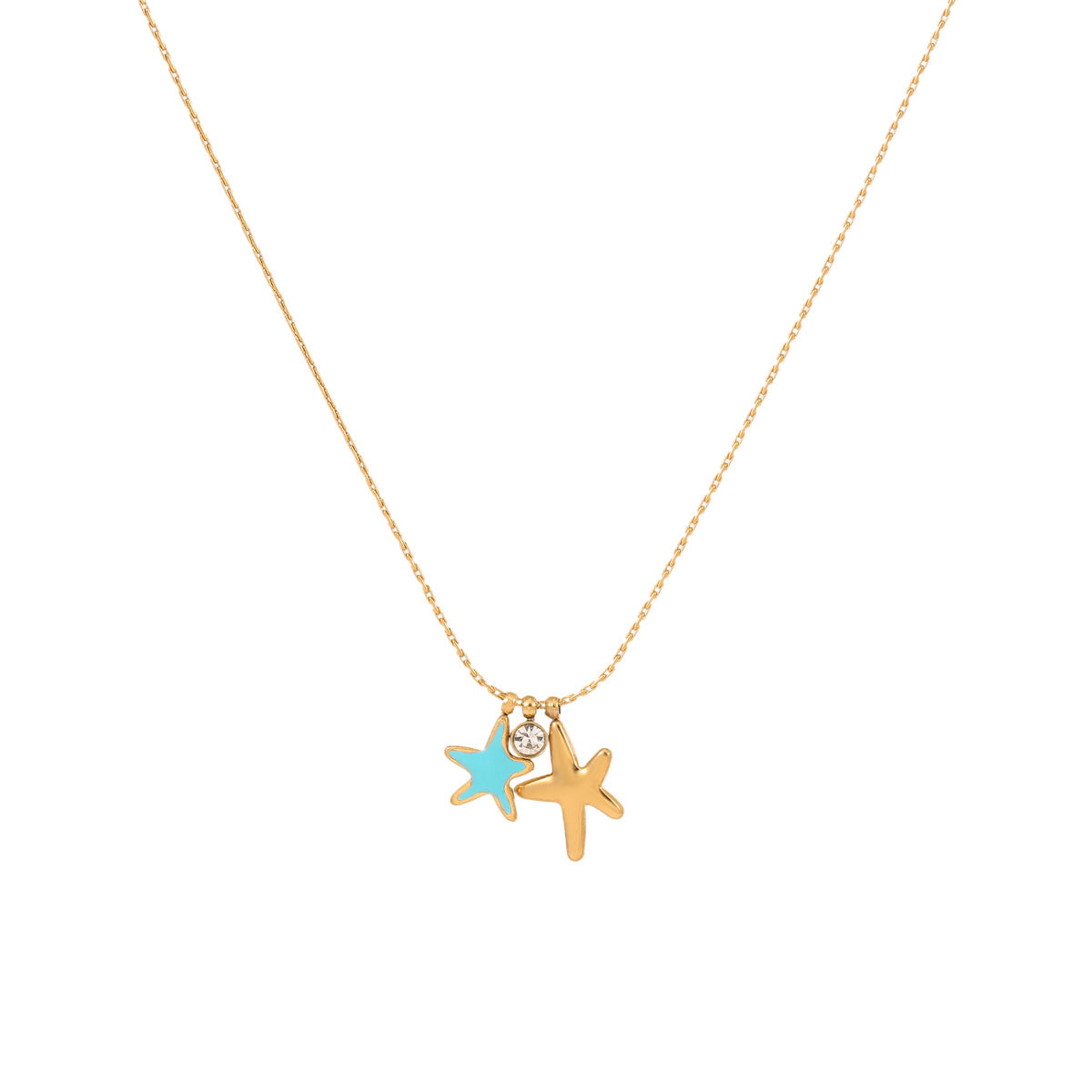 Collana alla Moda con Ciondolo a Stella Geometrica in Acciaio Inossidabile con Placcatura in Oro 18K da Donna, Stile Vacanza Estiva al Mare