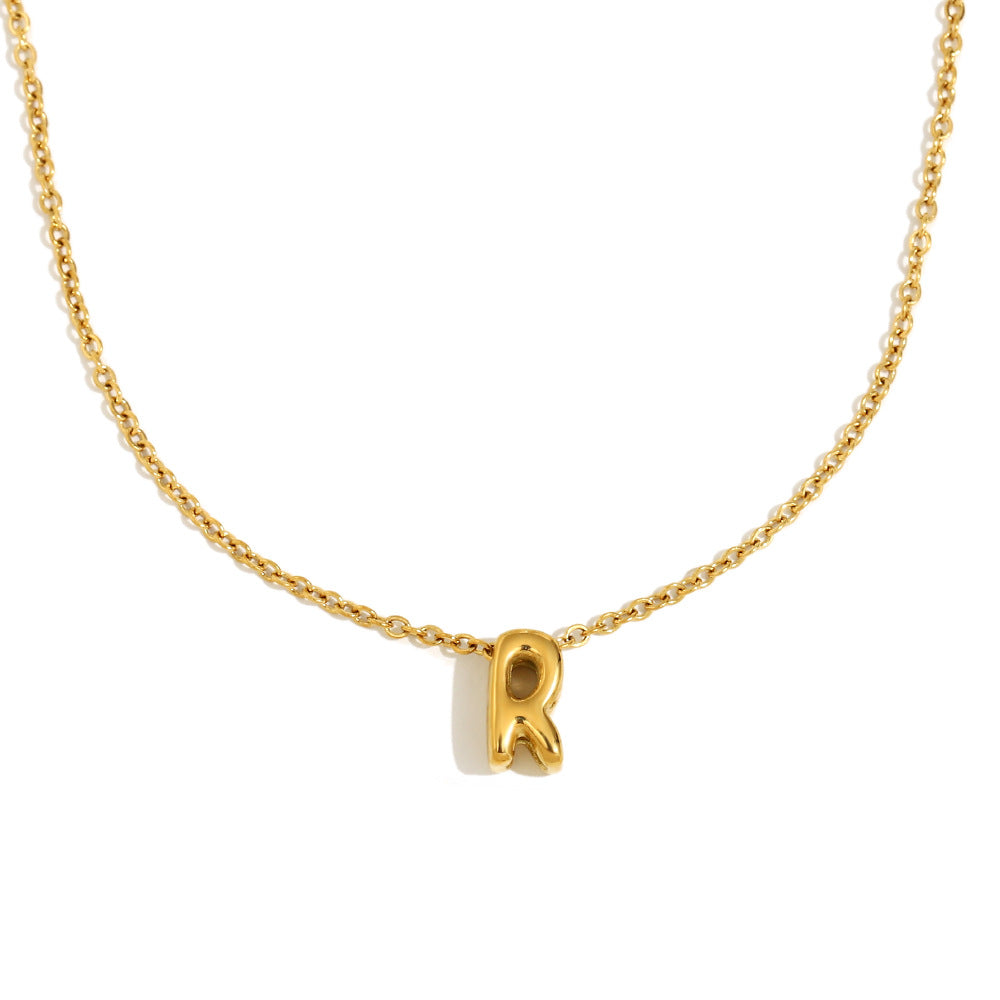 Fashionable Minimalist Letter Pendant Necklace in Stainless Steel with 18K Gold Plating for Women