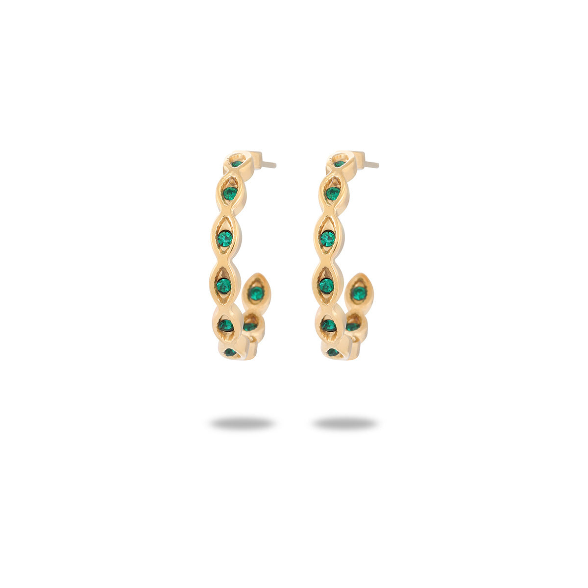 Aretes de acero inoxidable con forma de C geométrica vintage y pedrería para mujer, con baño de oro de 18 quilates al vacío, resistentes a la decoloración y con un lujoso diseño versátil.