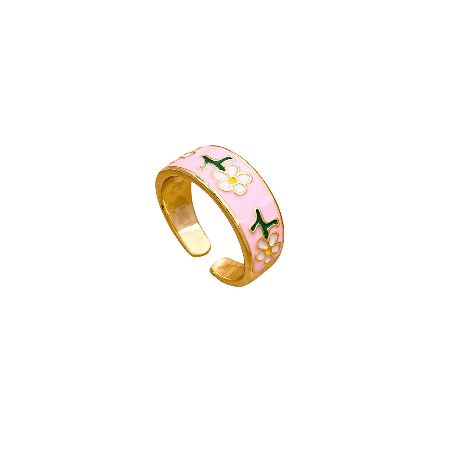Sweet Minimalist Gold Plated Alloy Ring with Star Moon and Floral Design for Women