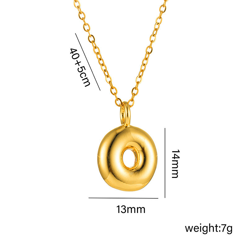 Collar minimalista de acero de titanio chapado en oro de 18 quilates con forma de letra delicada para mujer