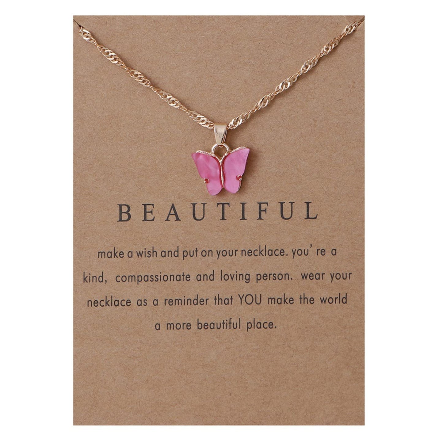 Sweet Minimalist Butterfly Acrylic Pendant Necklace for Women