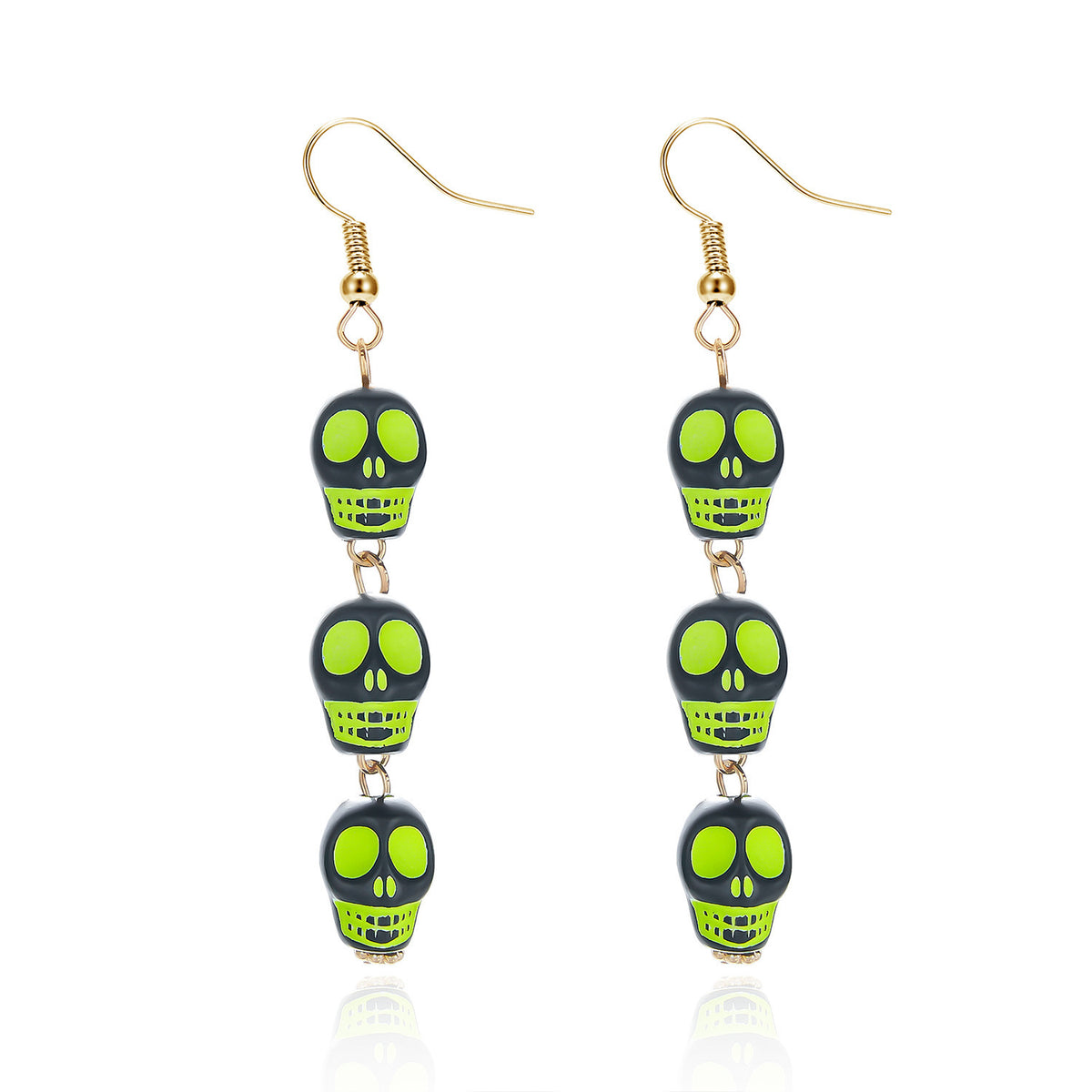 Gothic Punk Geometric Resin Skull Earrings Unisex Halloween Party Jewelry