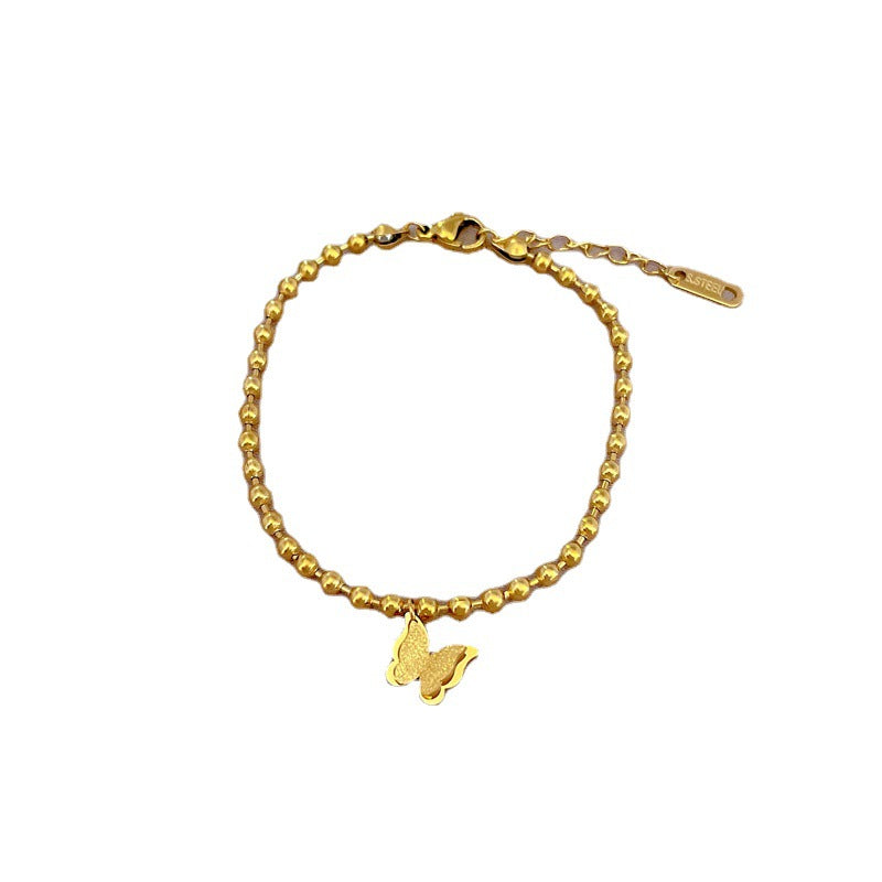 Butterfly-Shaped Titanium Steel Bracelet for Women with Gold Plating, Fresh and Sweet Style, Perfect for Friendship Gifts or Travel Souvenirs