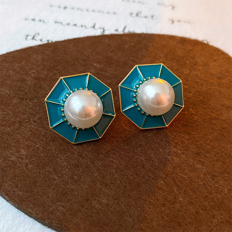 Vintage Geometric Alloy Earrings with Gold-Plated Finish and Stainless Steel Posts for Women