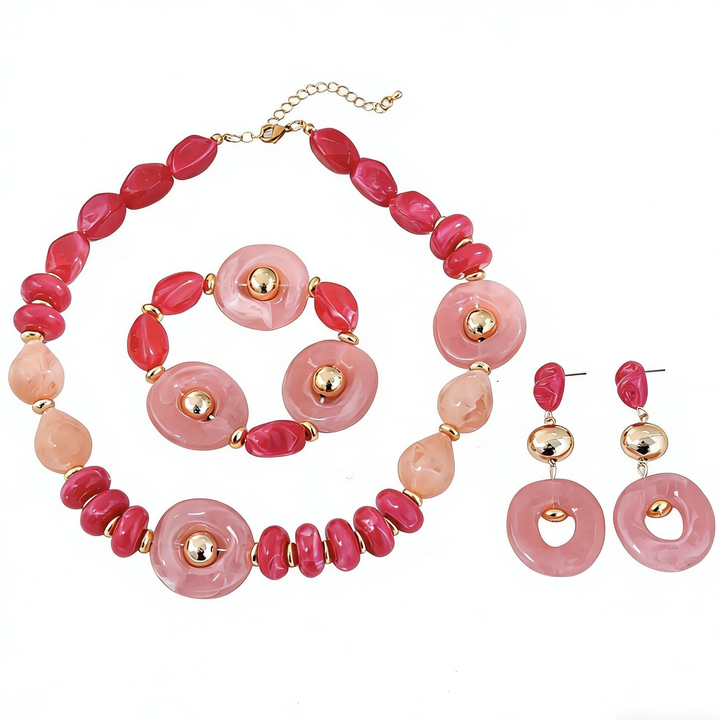 Vintage Bohemian Round Geometric Acrylic Beaded Necklace for Women