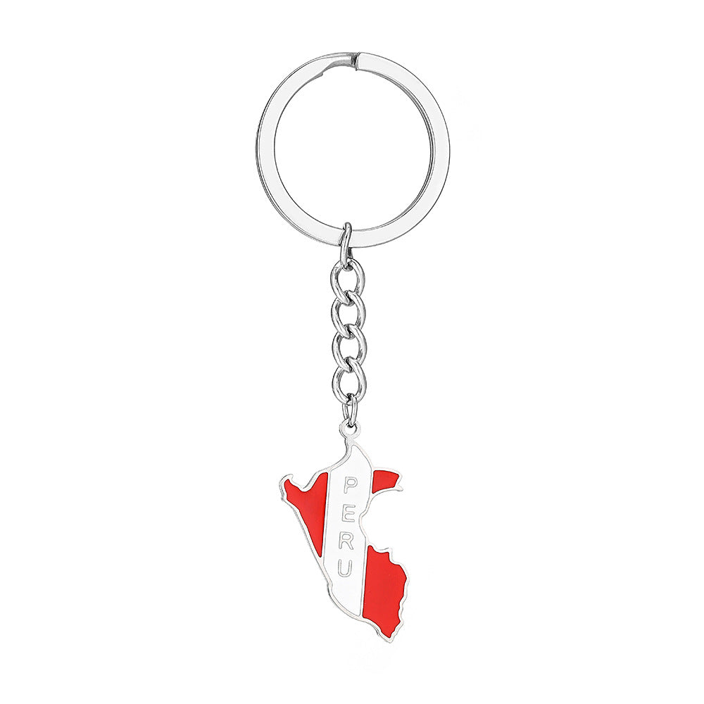 Portachiavi con Ciondolo a Cuore in Acciaio al Titanio Smaltato in Stile Etnico per Uomo e Donna