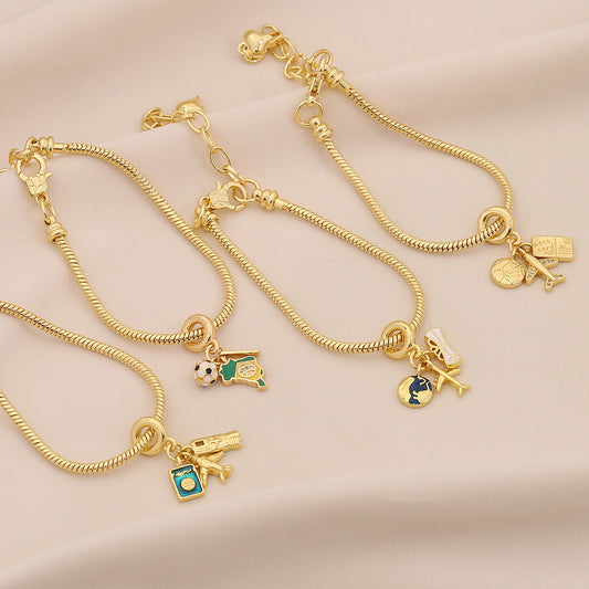 Plated Brass Universe Charm Bar Bracelet Unisex DIY Jewelry