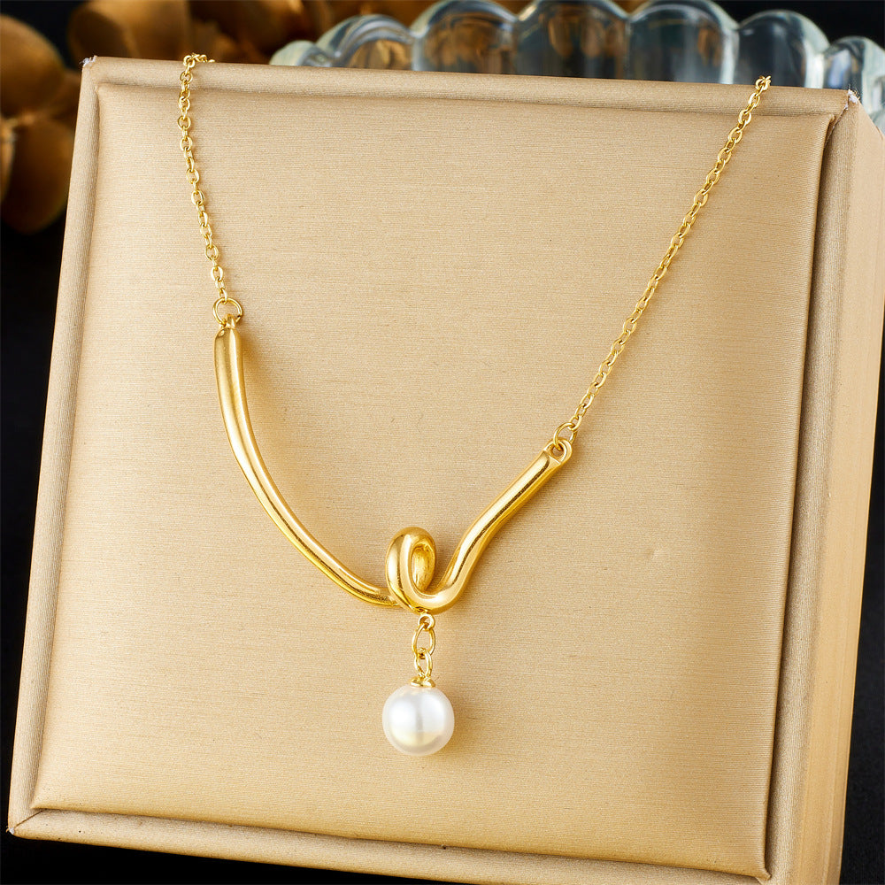 Minimalist Gold Plated Stainless Steel Layered Necklace with Heart Floral and Geometric Pendants
