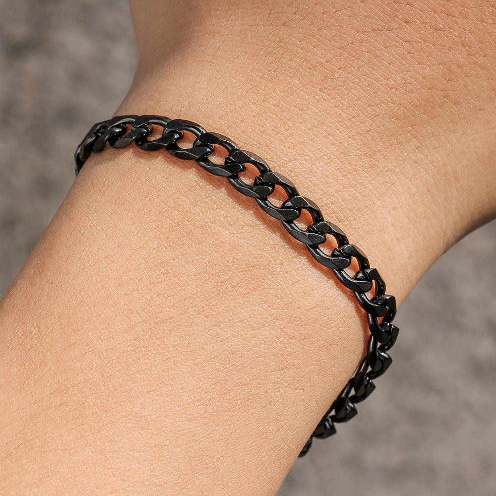 Minimalist Hip-hop Geometric Polished Stainless Steel Cuban Link Chain Bracelet
