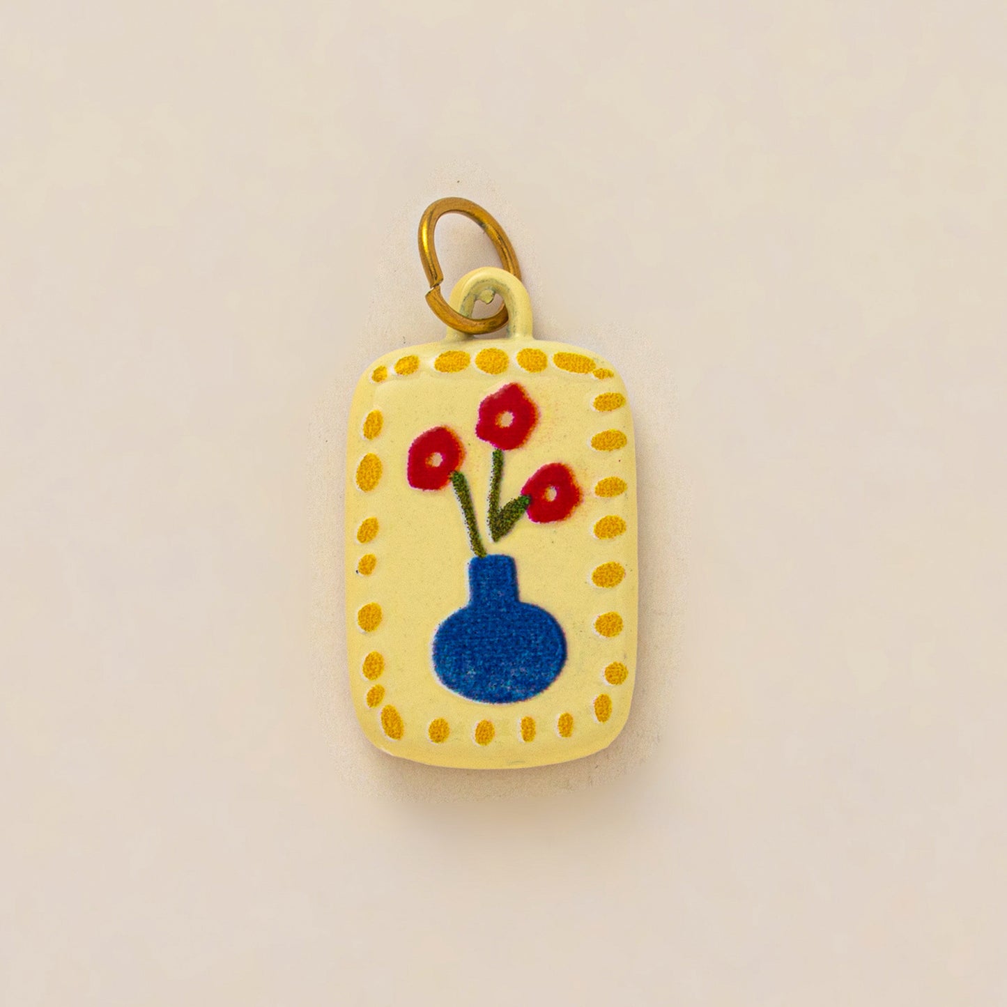 Vintage 18K Gold Plated Stainless Steel Floral Cat Charm Bar