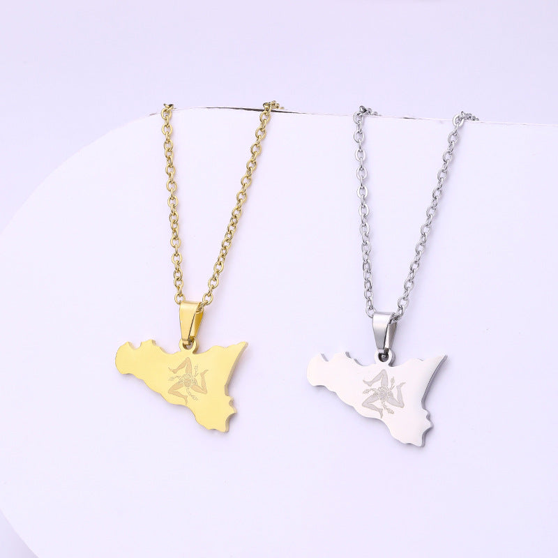 Collar con colgante geométrico de acero inoxidable con dije de acero de titanio y acabado chapado para mujeres y hombres