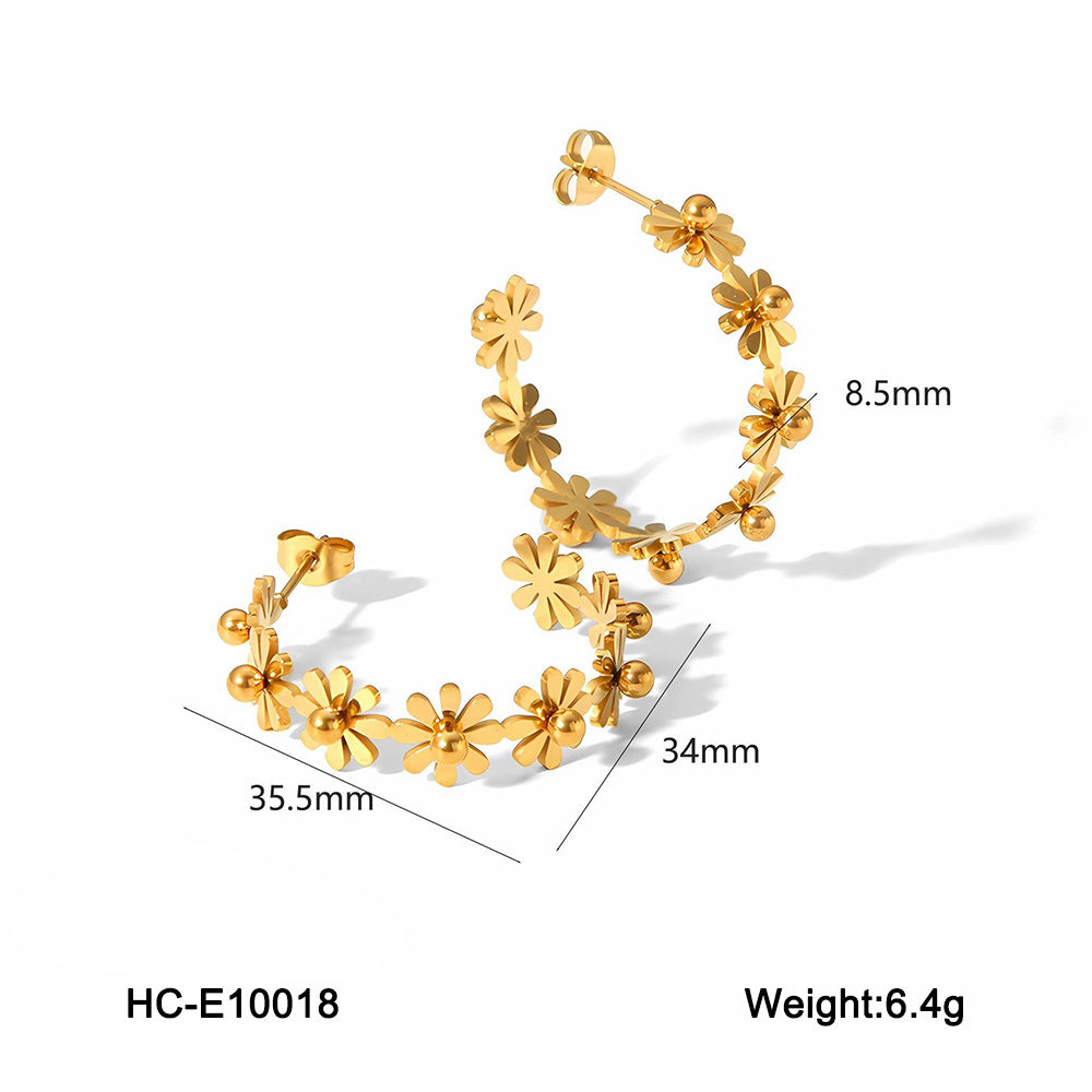Pendientes Geométricos de Acero Inoxidable en Forma de C con Baño de Oro Hipoalergénicos Minimalistas de Moda