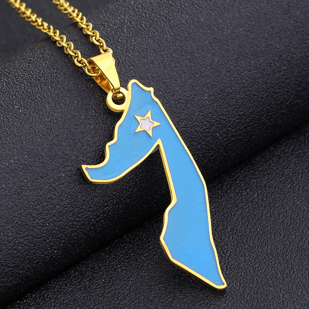 Collar con colgante geométrico de acero de titanio con acabado chapado para unisex, estilo cadena de serpiente