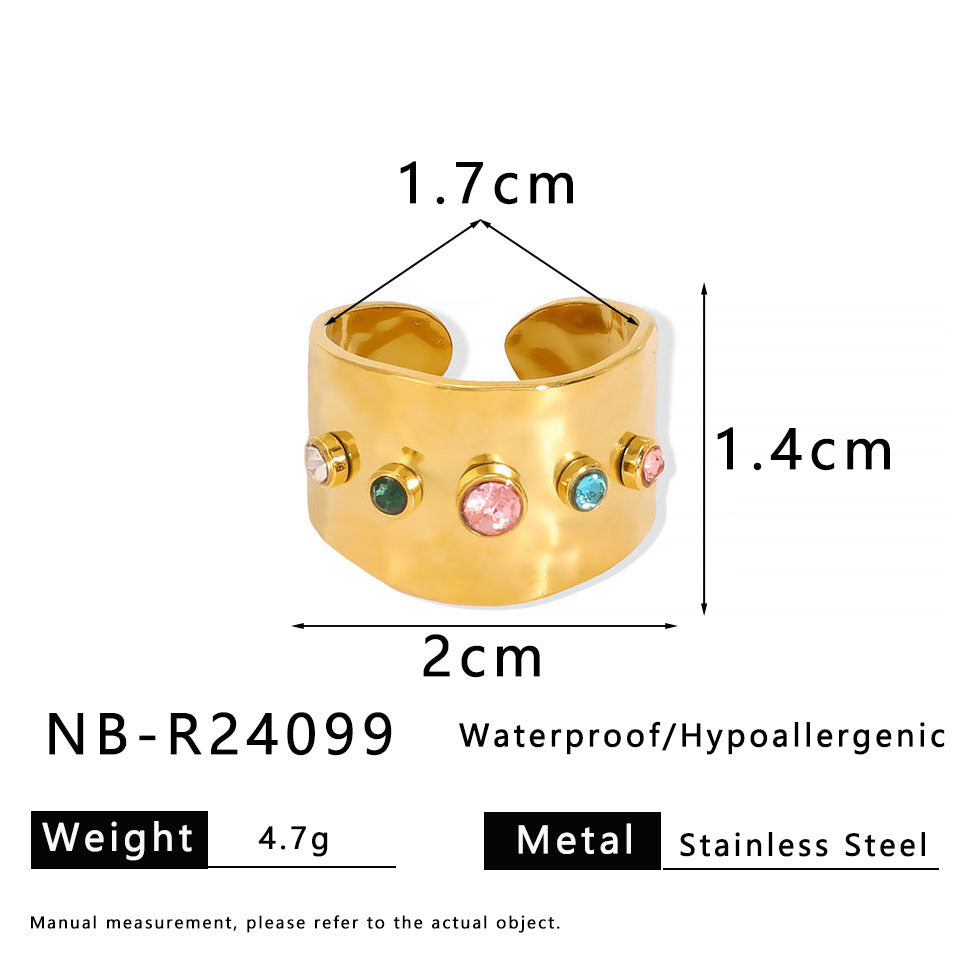 Vintage Minimalist Stainless Steel Drip-Shaped Geometric Ring with 18K Vacuum Plating for Women