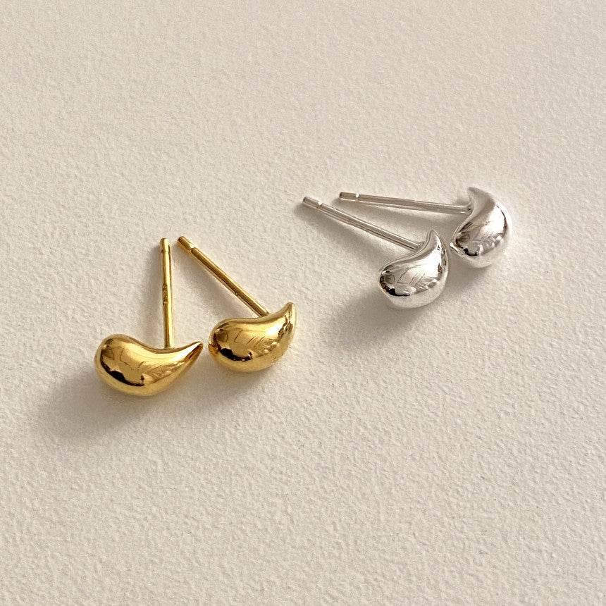 Orecchini da donna minimalisti a goccia in argento sterling 925 con finitura placcata