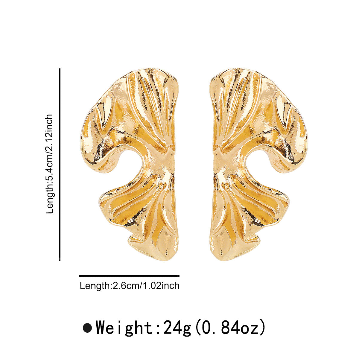 Orecchini a perno da donna con design geometrico minimalista e pieghevole in lega con finitura placcata