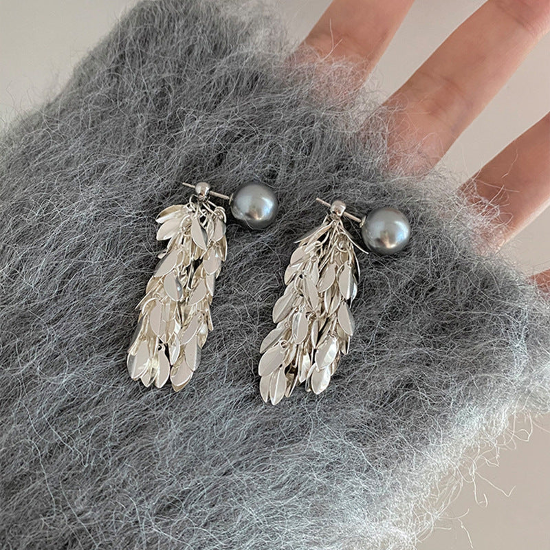 Pendientes de perlas geométricos para mujer con detalles de circonitas, postes de acero galvanizado, estilo retro lujoso y elegante para otoño e invierno