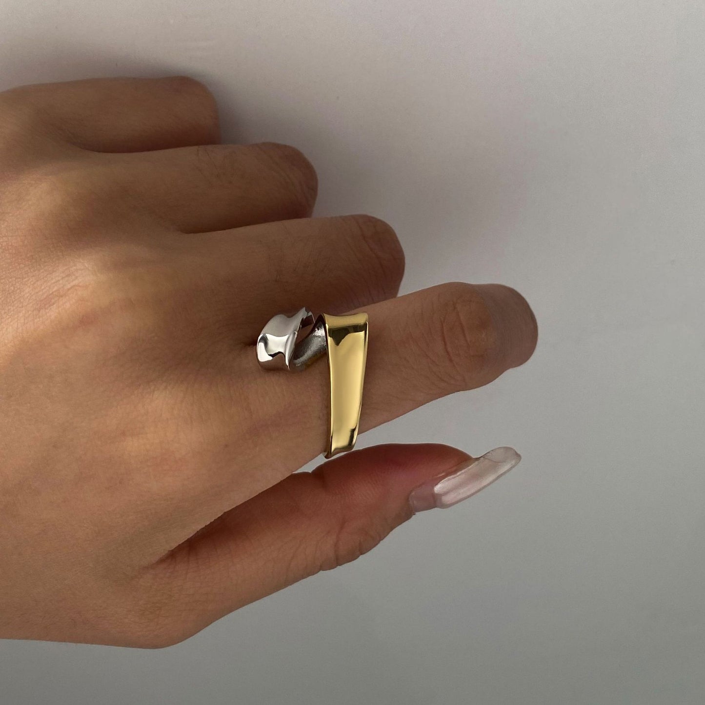 Geometric Plated Stainless Steel Ring for Women