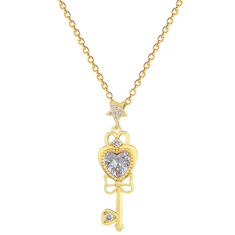 Sweet Luxury Butterfly Rhinestone Pendant Titanium Steel Necklace for Unisex