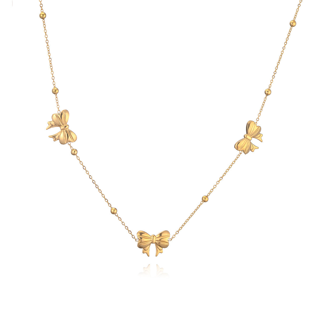 Collana girocollo minimalista da donna alla moda con ciondolo a fiocco dolce in acciaio al titanio con design geometrico