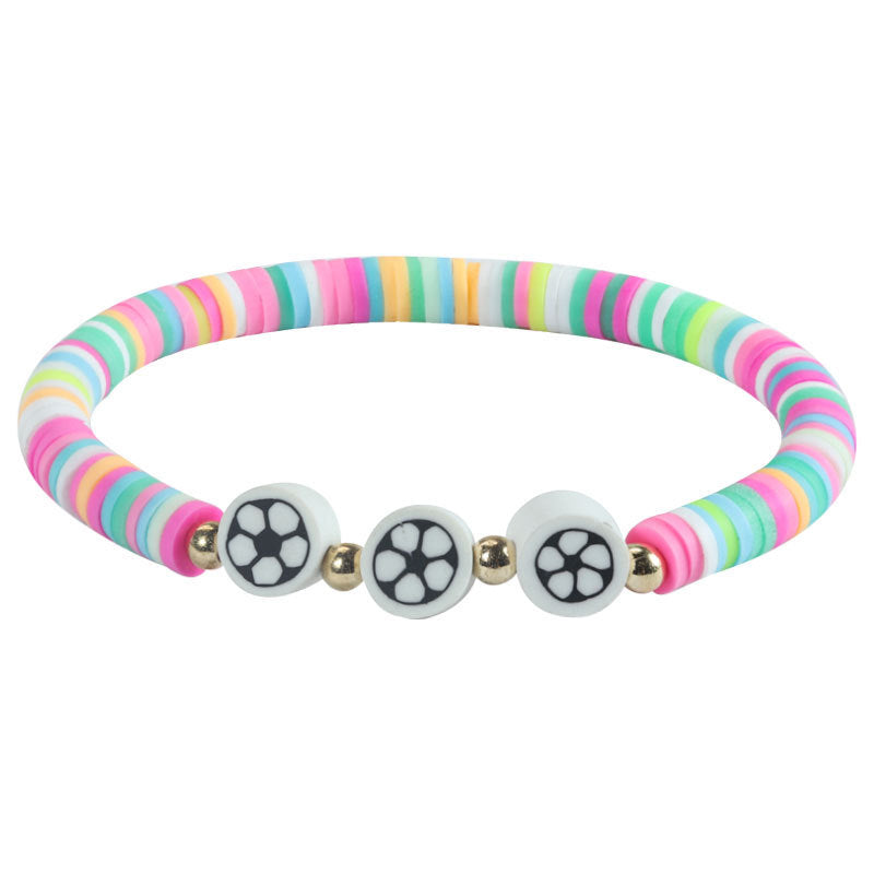 Minimalist Cartoon Sports Ball Resin Beaded Bracelet for Women
