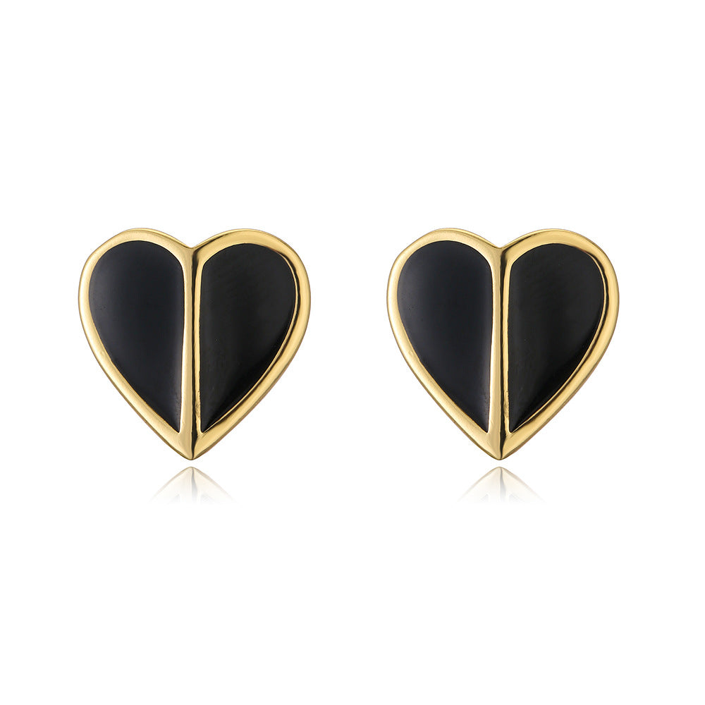 Minimalist Geometric Heart-Shaped Copper Stud Earrings with 18K Gold Plating Fresh and Unique Ear Jewelry