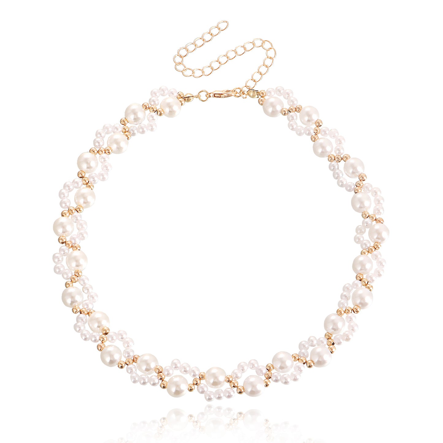 Conjunto de collar y pulsera de aleación geométrica con baño de metal para mujer