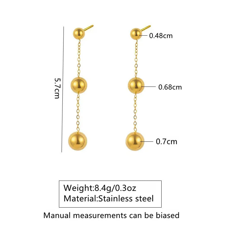 Elegant Geometric Round Stainless Steel Plated 18K Gold Tassel Earrings for Women