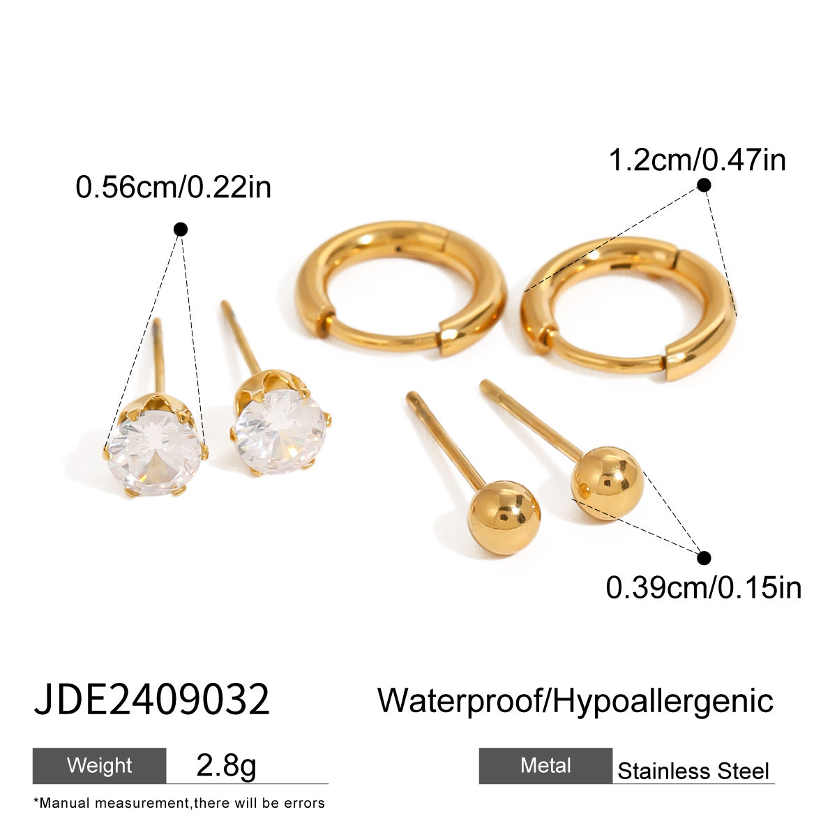 Orecchini geometrici in acciaio inossidabile con texture martellata e placcatura in oro, accessorio di moda di lusso da donna