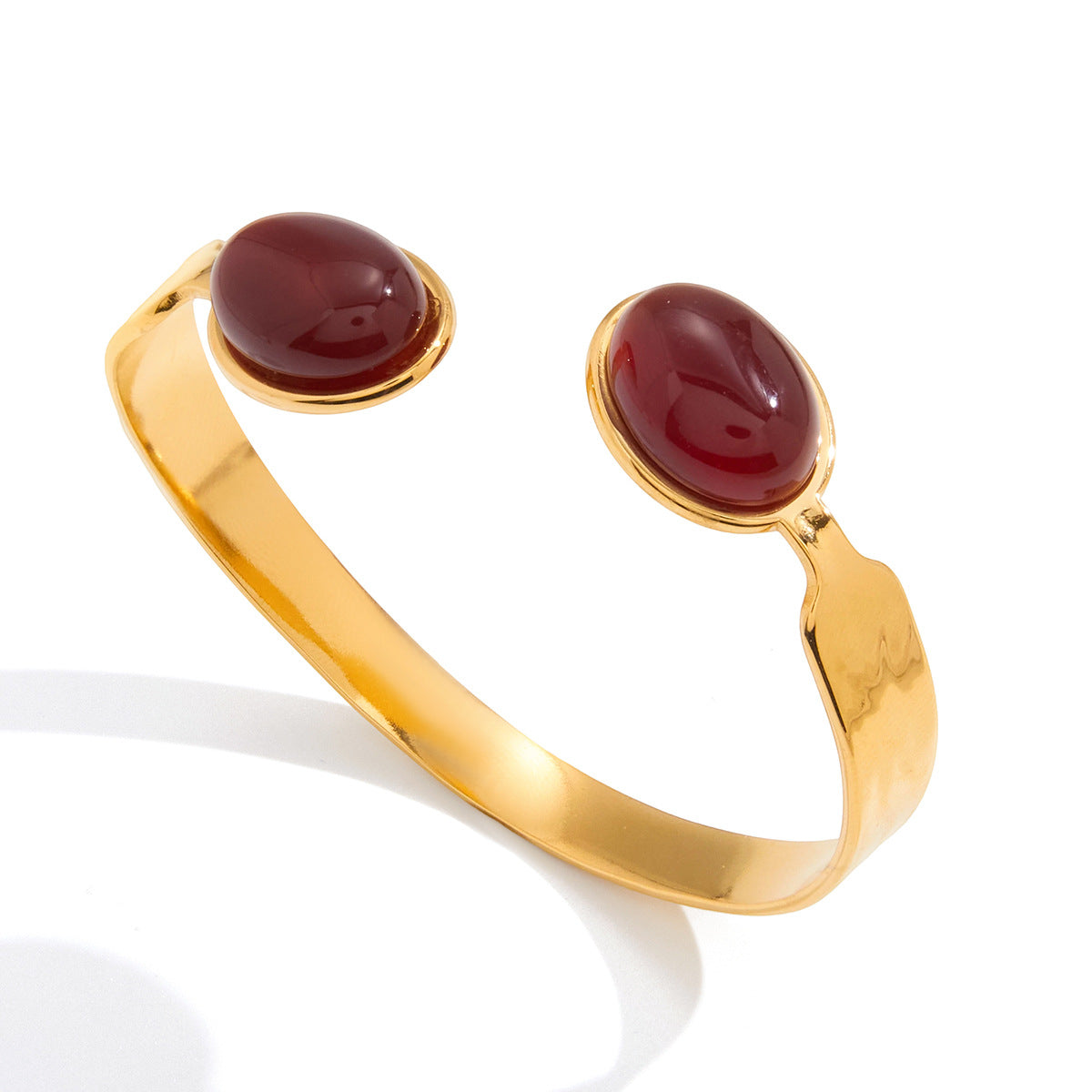 Bracciale In Acciaio Inossidabile Color Oro Placcato Oro Con Intarsi Di Agata In Stile Pendolare Moda