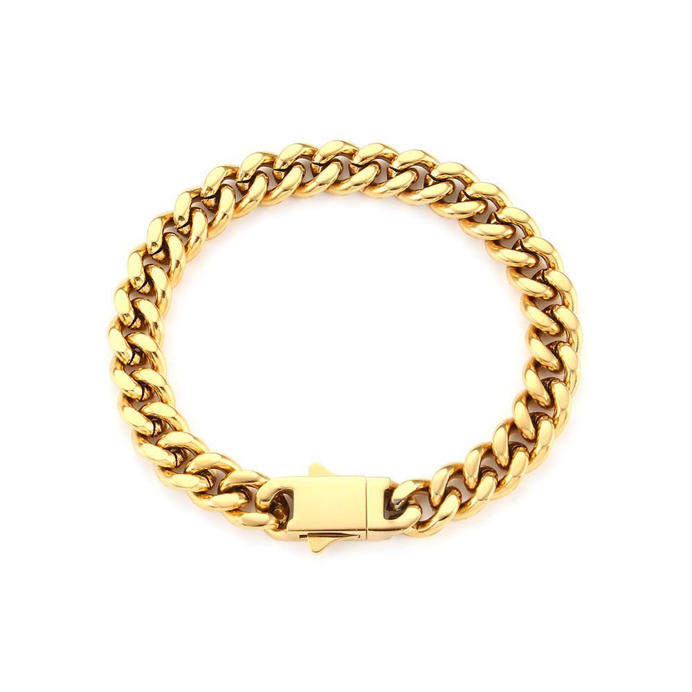 Collana da donna alla moda con catena cubana geometrica, corpo in acciaio inossidabile e pendente in acciaio al titanio, finitura galvanizzata