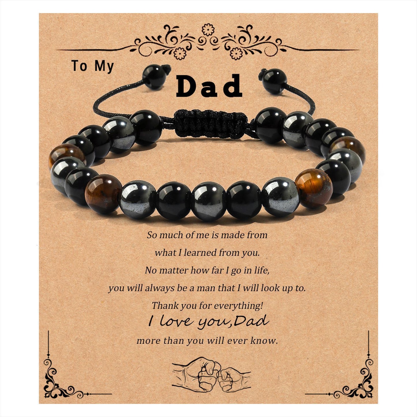 Handmade Geometric Tiger's Eye Obsidian Hematite Bracelet for Men and Women