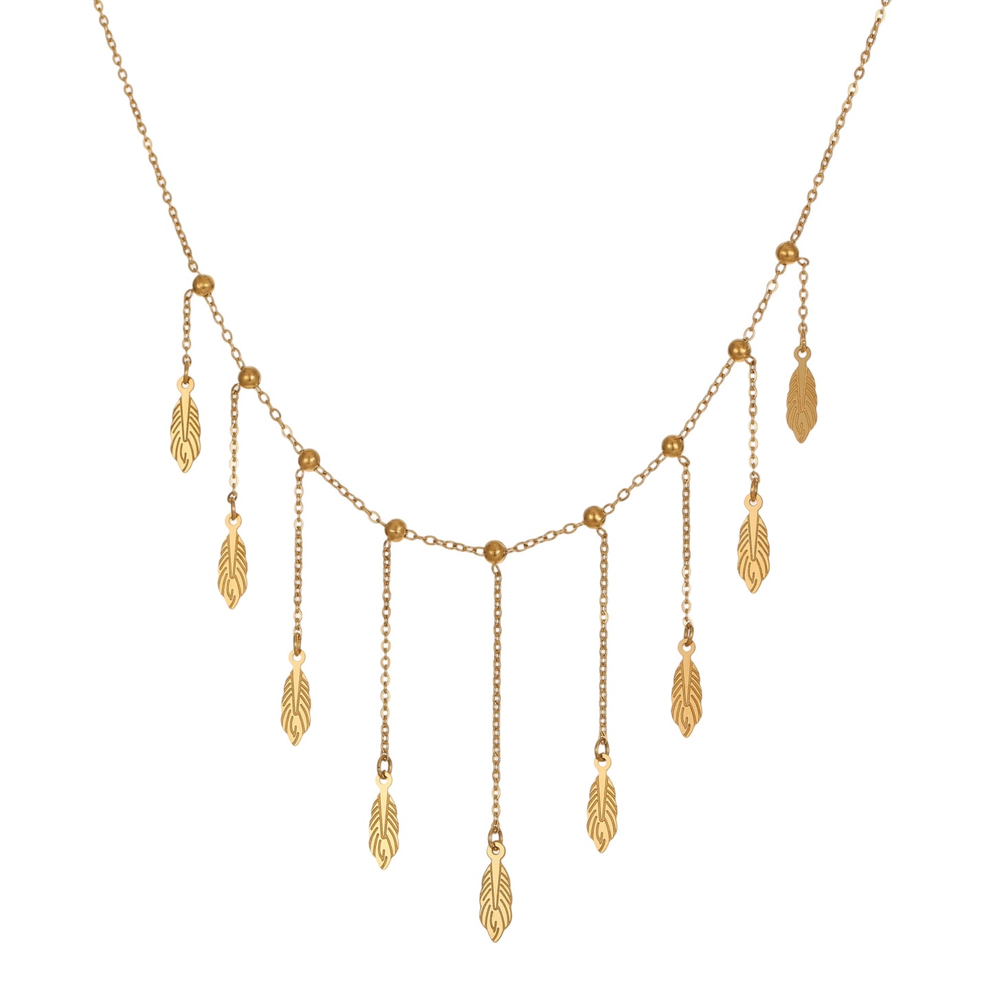 Collana minimalista geometrica in acciaio inossidabile con ciondolo a nappa, placcata oro 18 carati, catena leggera di lusso per donne