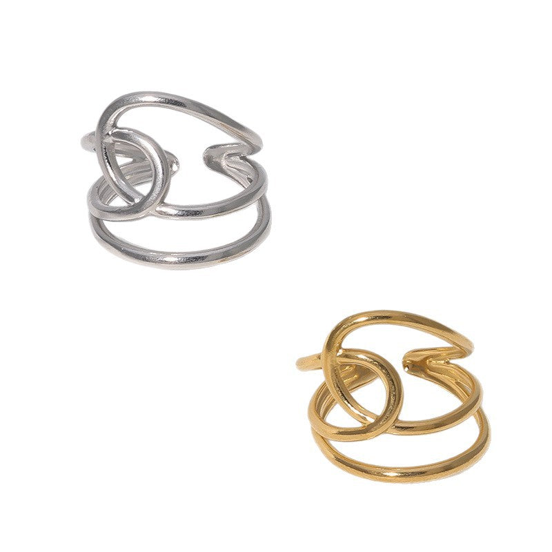 Minimalist Geometric Irregular Open Ring 18K Gold Plated Stainless Steel Fashion Jewelry for Women